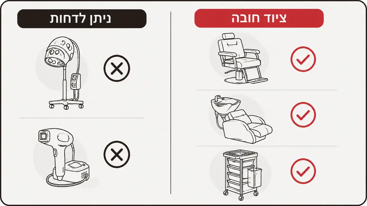 טבלת השוואה בין ציוד חובה לציוד שניתן לדחות