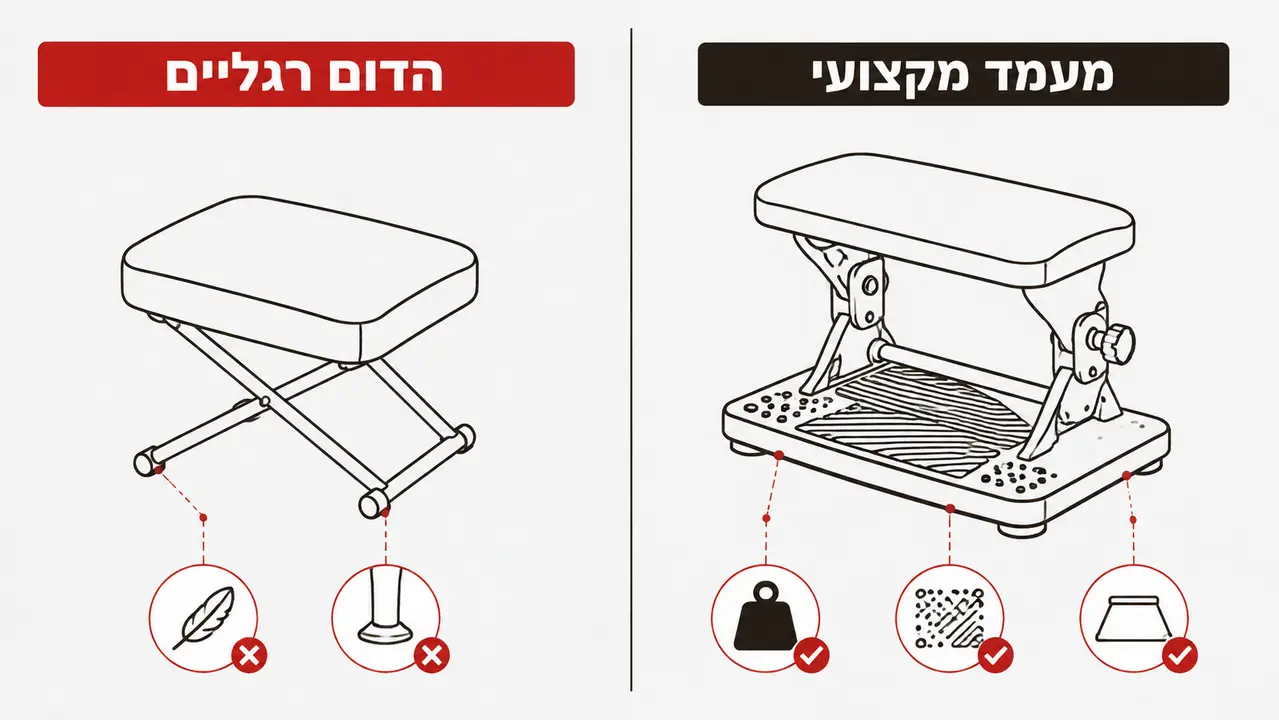 מה ההבדל בין הדום רגליים למעמד רגליים מקצועי?