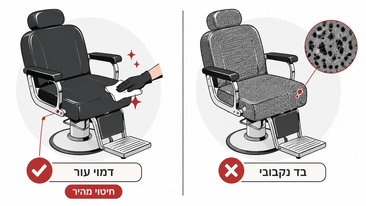 איזה ריפוד הכי פרקטי לכסא ברבר מבחינת ניקוי ועמידות?