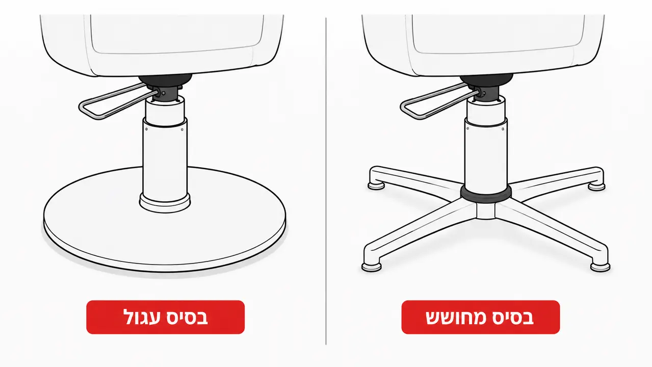איזה בסיס עדיף לכיסא לקוח הידראולי עגול או מחושש?