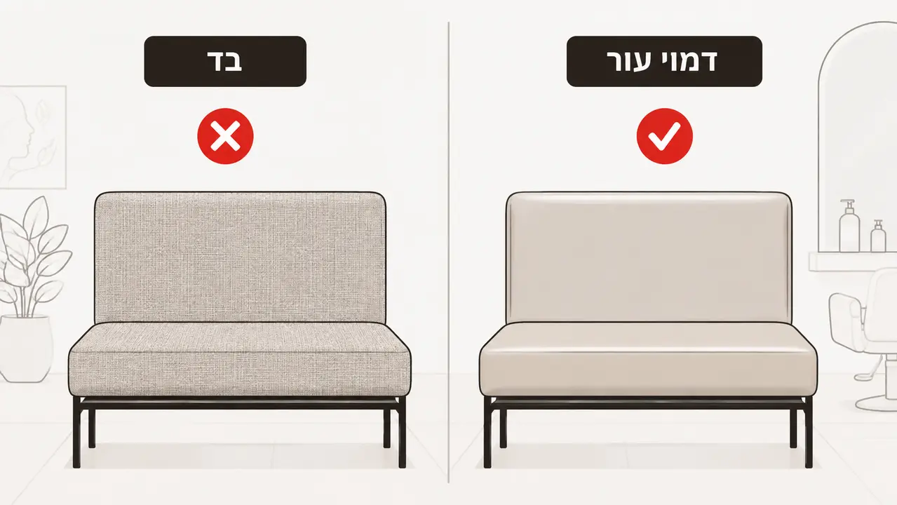 איזה ריפוד הכי פרקטי לפינת המתנה למספרה דמוי עור או בד