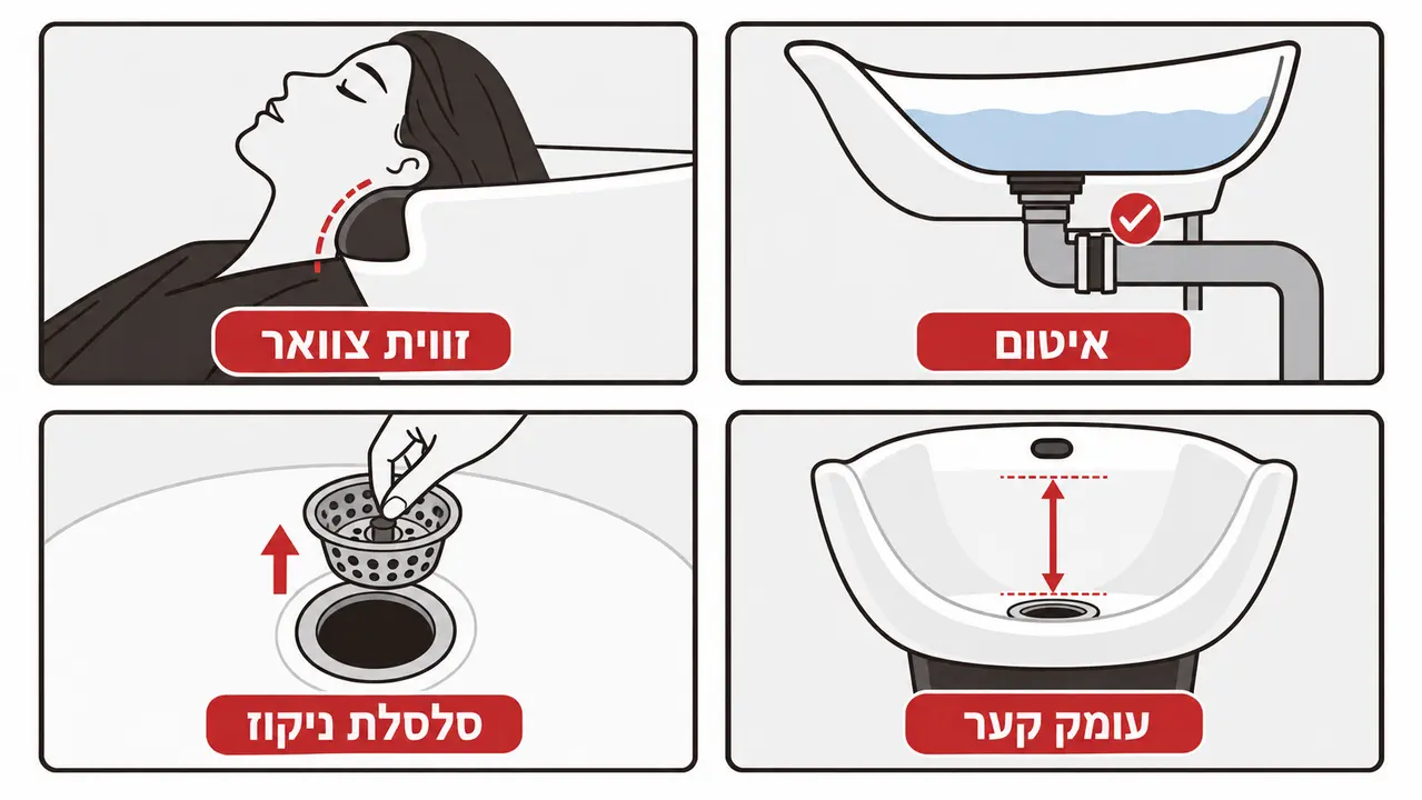 מה חשוב לבדוק בכיור חפיפה כדי למנוע תלונות ותקלות תשתית?