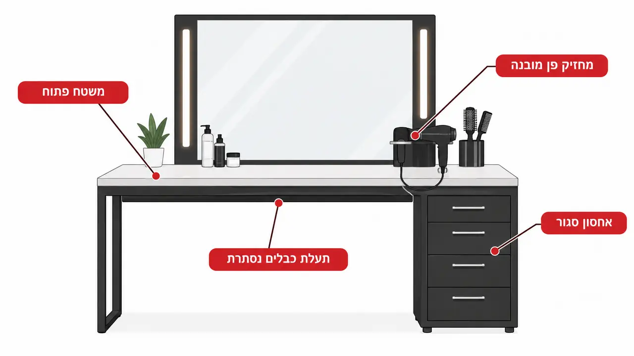 שילוב מדויק בין מראות מקצועיות לגופי תאורה
